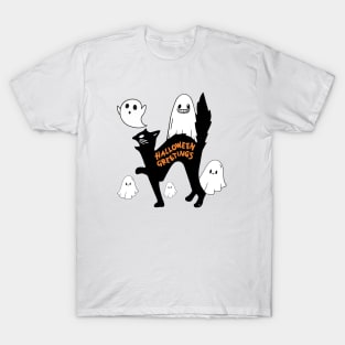 BLACK KITTEN HALLOWEEN GREETINGS T-Shirt